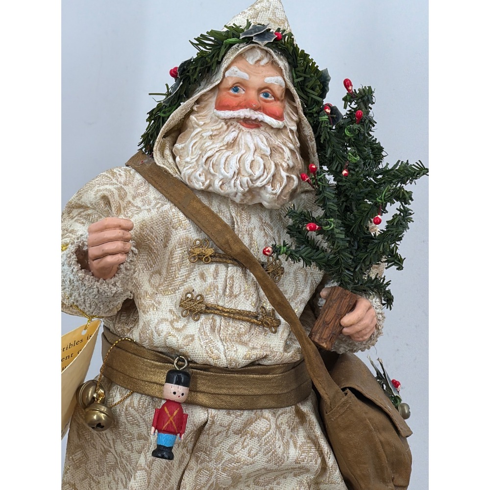 Kurt S Adler KSA Fabriche Santa Claus Figurine Gold Cream Damask 10.5 Inch